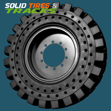 13.00-24 Solid Rubber Telehandler Tires with 10 Bolt Rims - Heavy Duty